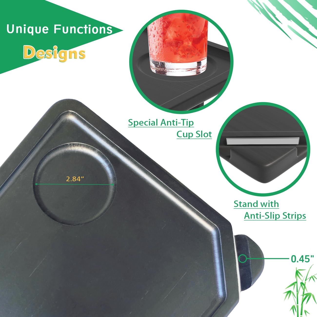 Smatdecis couch arm tray table bamboo-material eco-friendly choice.