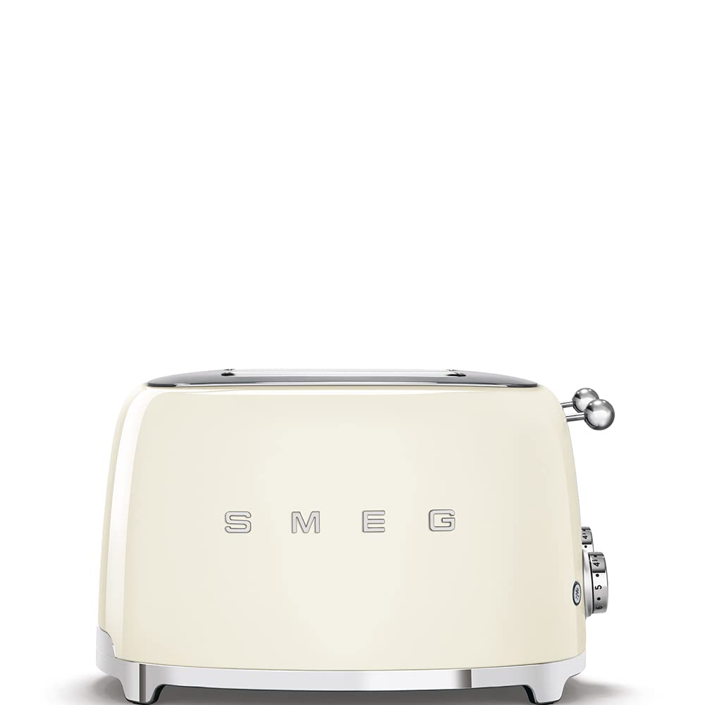 Smeg 50s Style Cream Toaster automatic pop-up for safe, hands-free removal.
