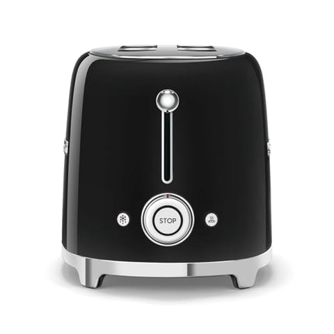 Smeg TSF01 black side view highlights slim countertop profile.