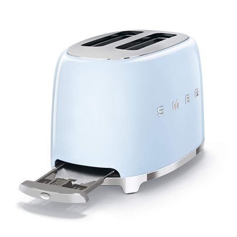 Smeg TSF01PBUS removable crumb tray simplifies cleanup after daily toast.