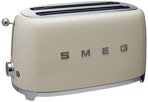 Smeg TSF02 cream toaster front view with retro design for stylish kitchens.