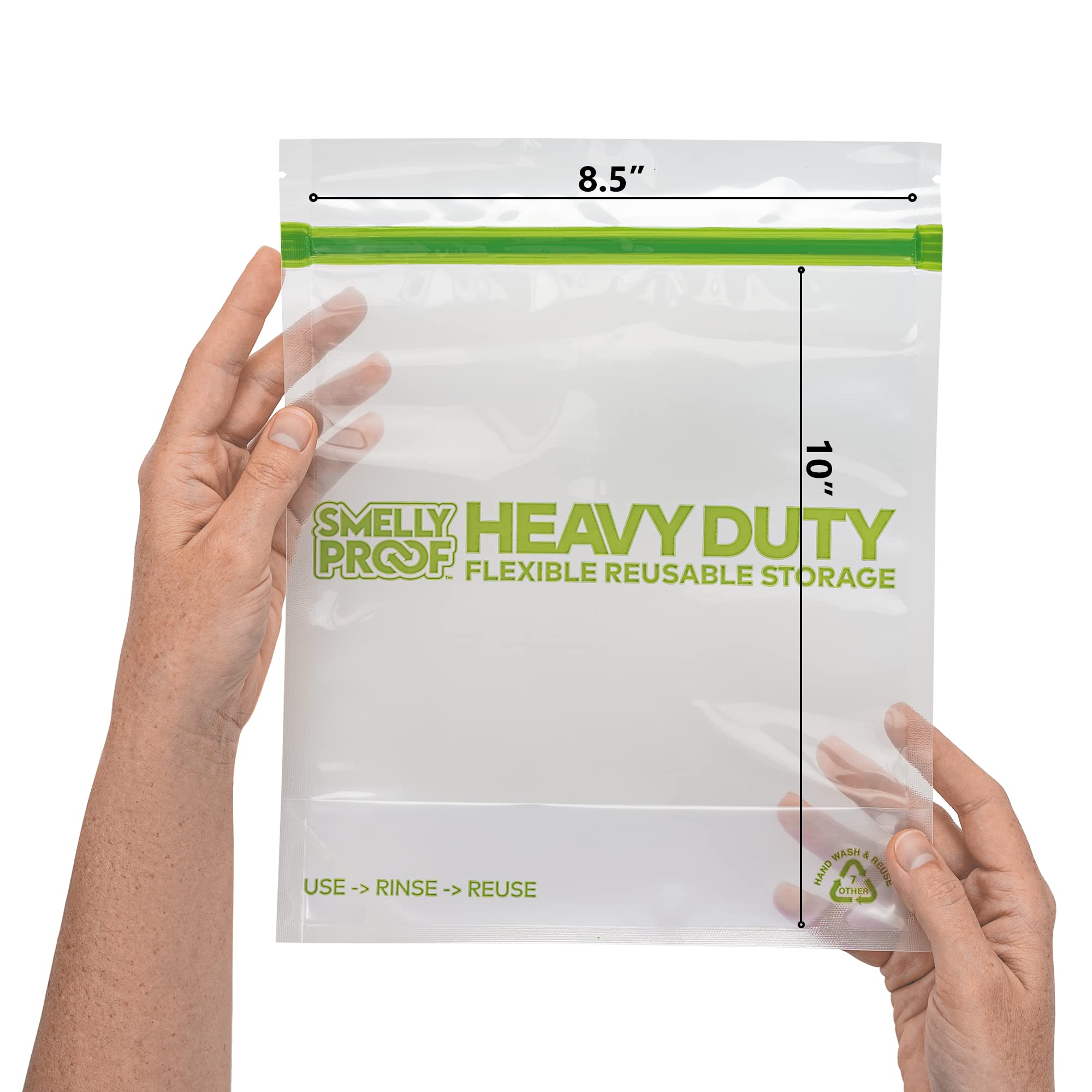 Smelly Proof 5-mil quart freezer bags highlight durable freezer storage.