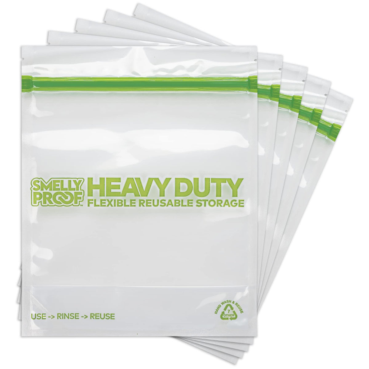 Smelly Proof heavy-duty stand-up bags show a tight seal for odor containment.