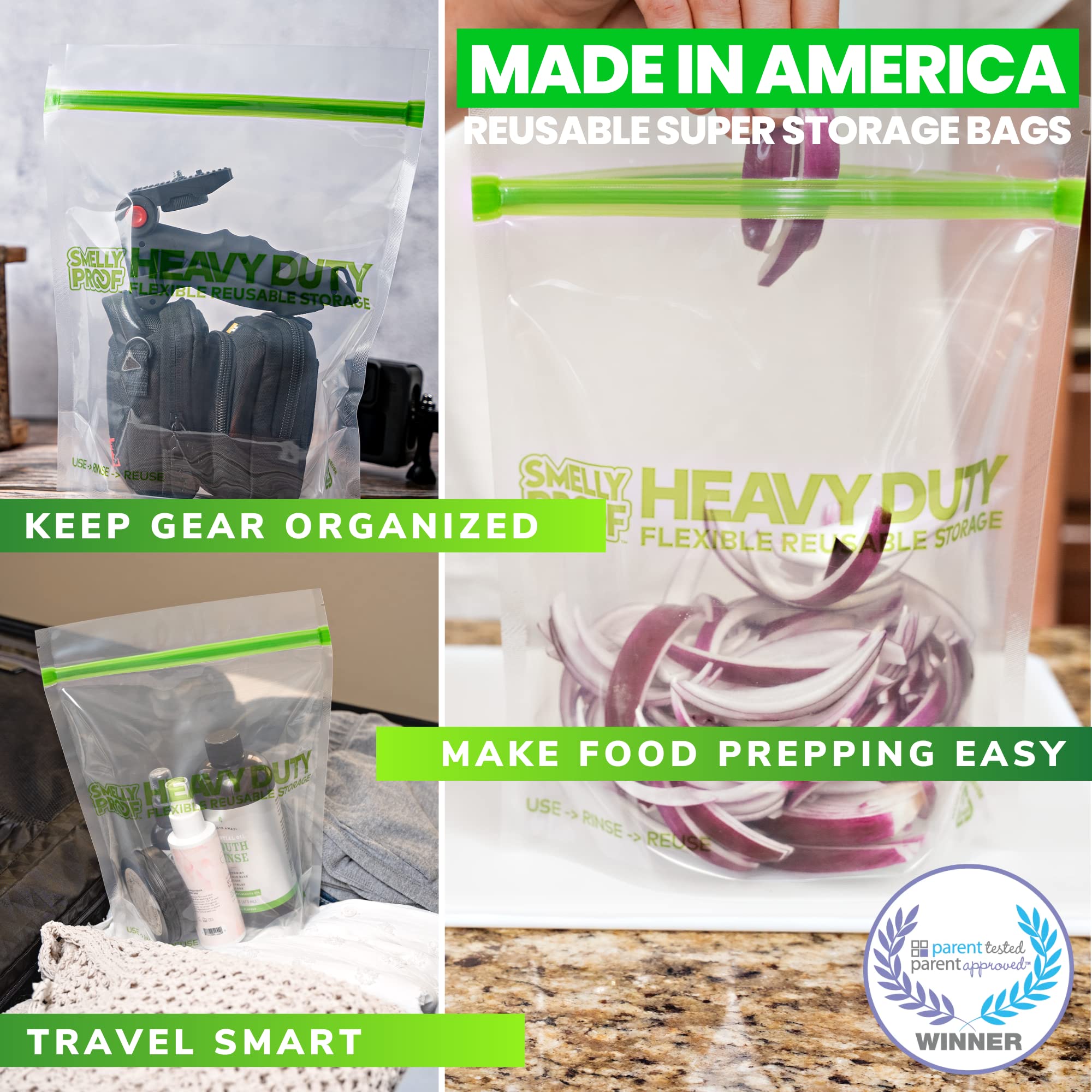 Smelly Proof triple-zip bags with airtight closure for leftovers.