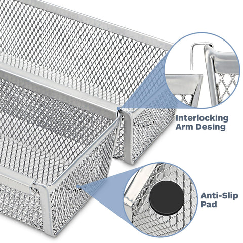 Smgmg non-slip feet stabilize the organizer on slippery drawer surfaces.