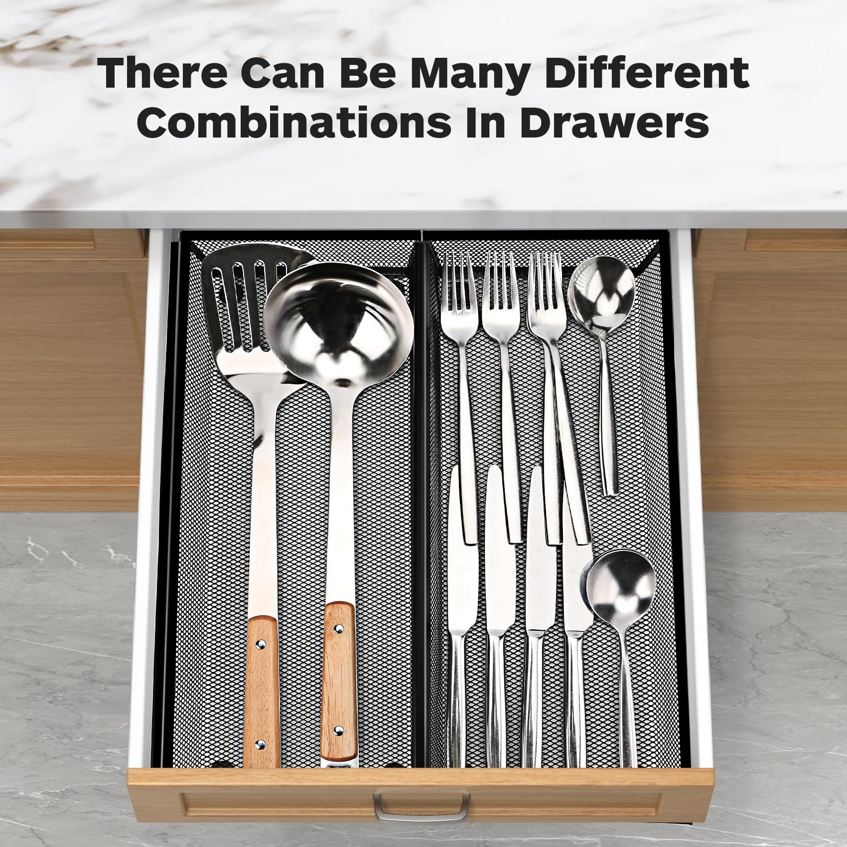 Smgmg Silverware Drawer Organizer premium steel material resists dirt.