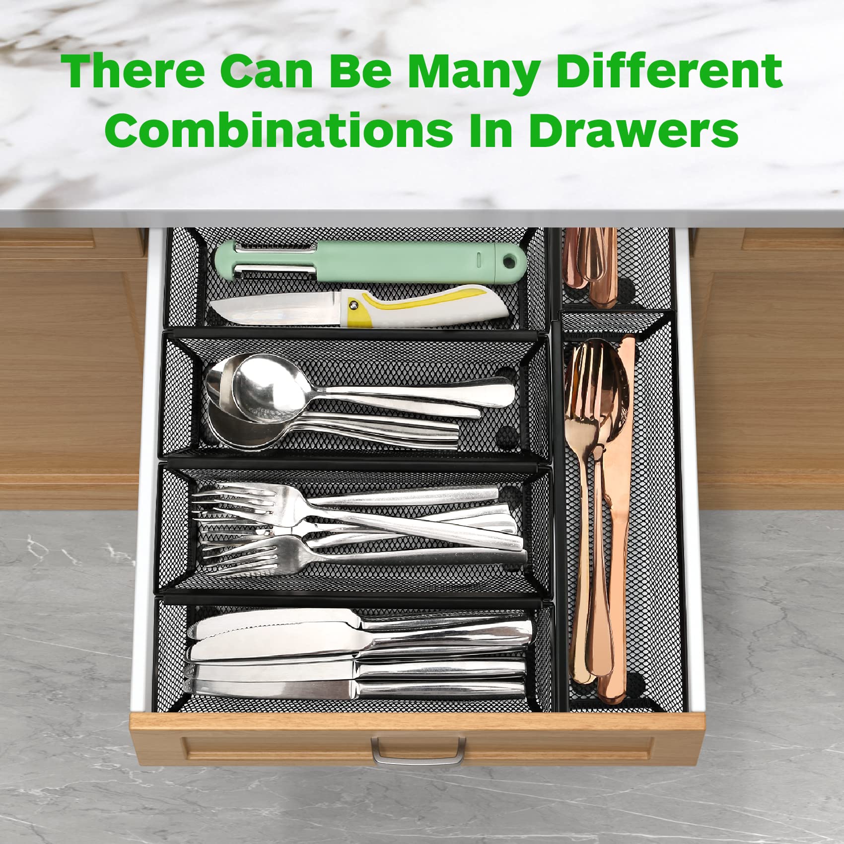 Smgmg compact six-compartment tray fits large utensils easily