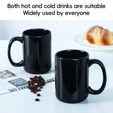 Smilatte black porcelain mug on a dining table setting.