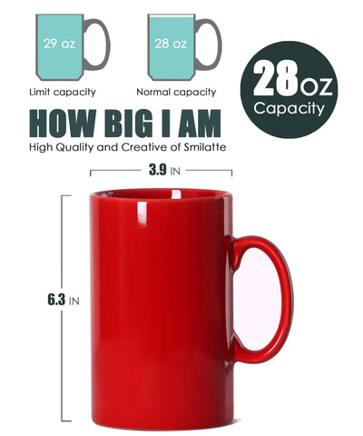 Smilatte 28oz mug with full capacity for long coffee or tea sessions.