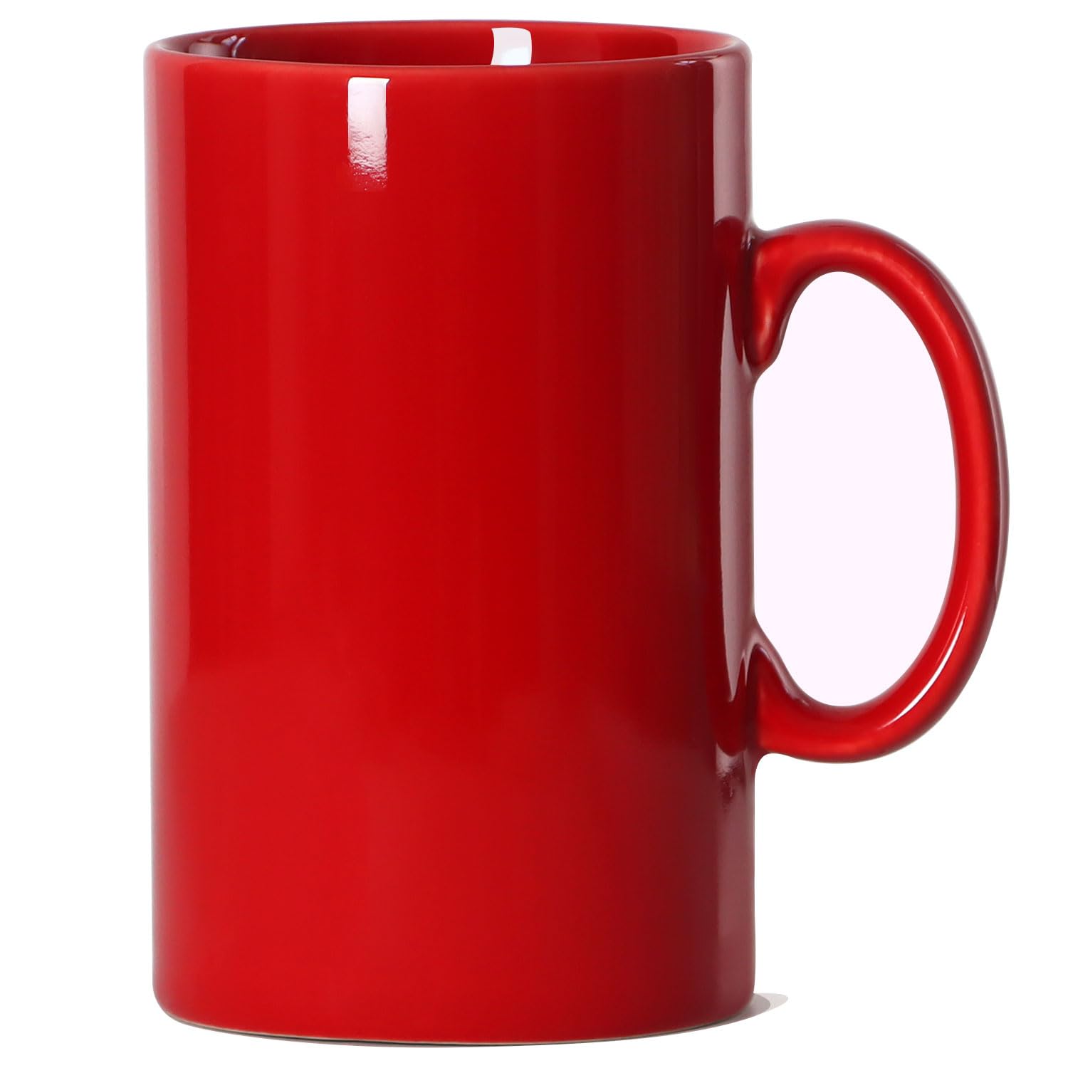Smilatte 28oz mug with red handle, ideal for bold coffee at home or in the office.