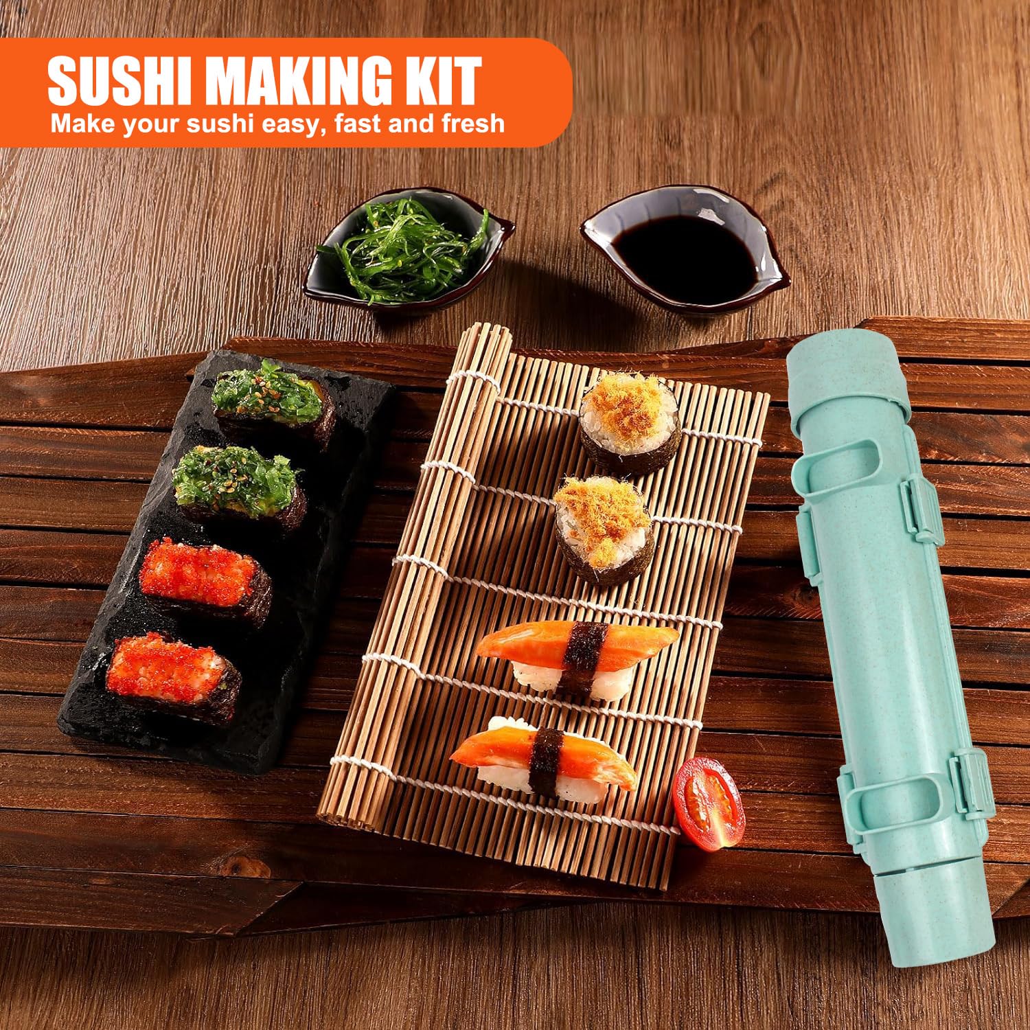 SmileTools bamboo sushi rolling mat highlights traditional, natural surface for tight, neat wraps