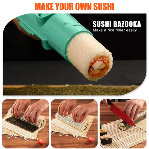 SmileTools sushi bazooka in action demonstrates quick, uniform rolls for beginners
