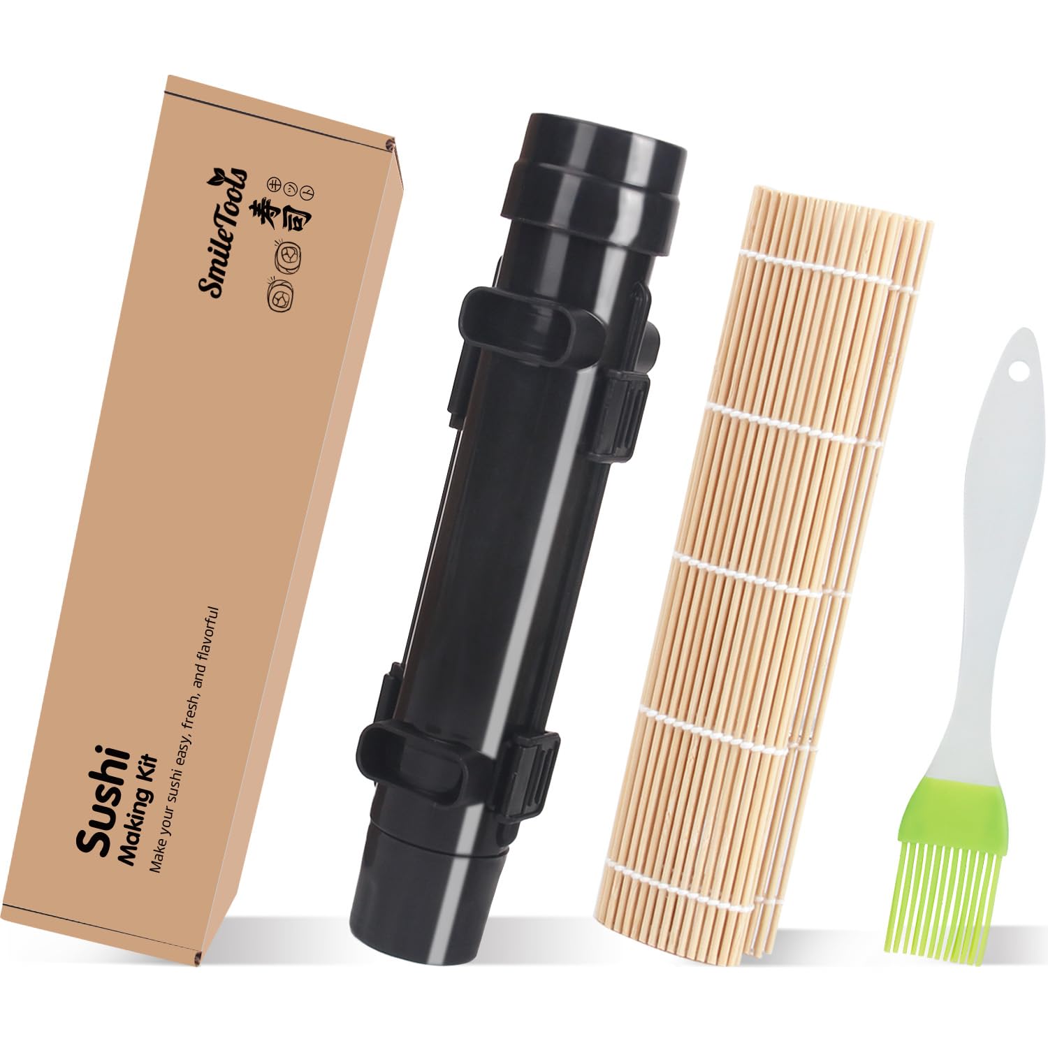 SmileTools sushi making kit bamboo mat showing authentic rolling surface for even rolls