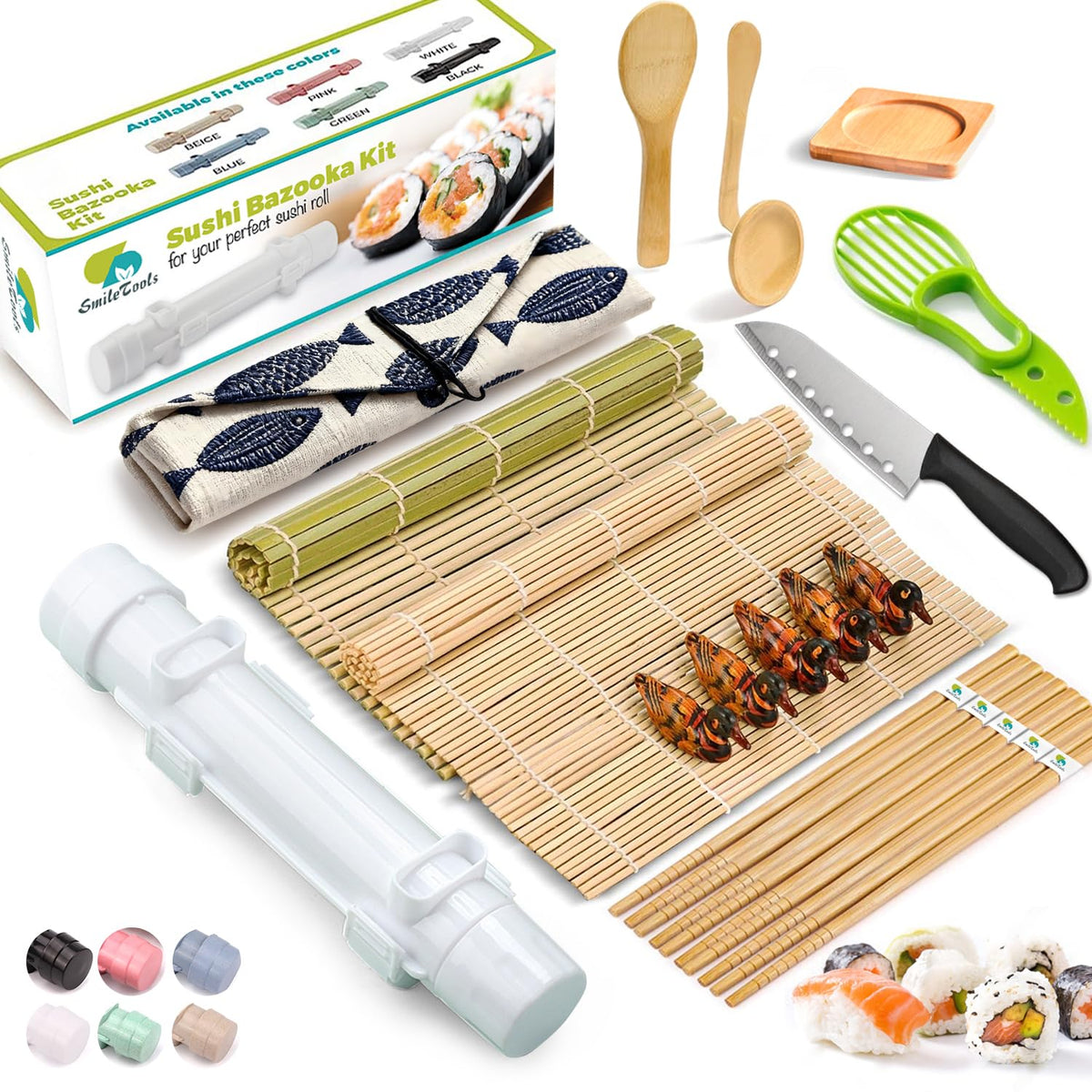 SmileTools sushi rolling mat enables easy, even rolls at home.