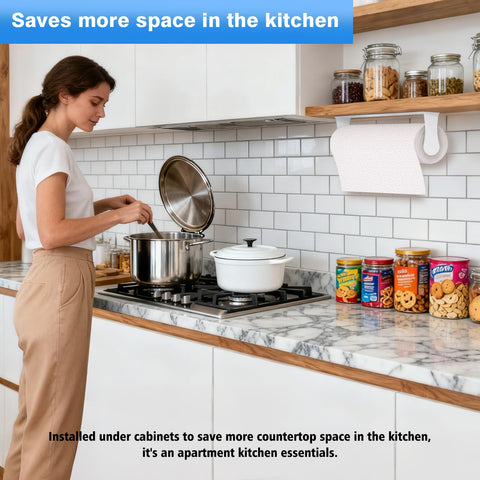 Smipam paper towel holder longer length fits standard and mega rolls for easy tearing.