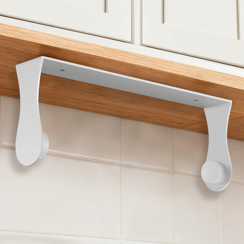 Smipam paper towel holder under cabinet with adhesive wall mount for clutter-free kitchen.