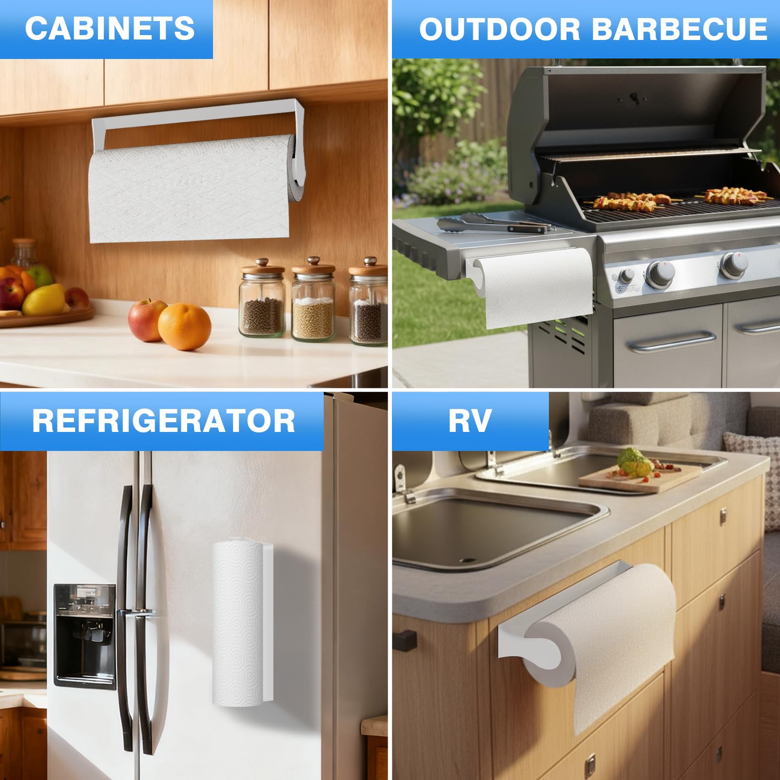 Smipam paper towel holder uses waterproof, durable material for kitchen use.