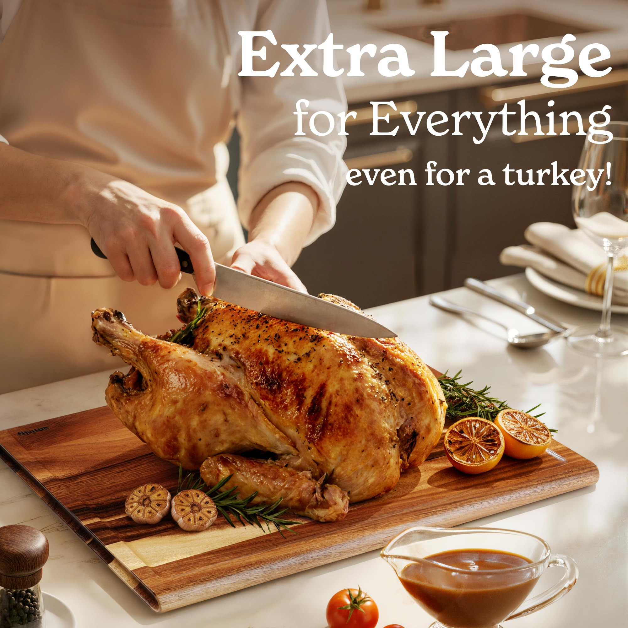 Smirly 1.2-inch thick cutting board walnut sturdy surface resists warping