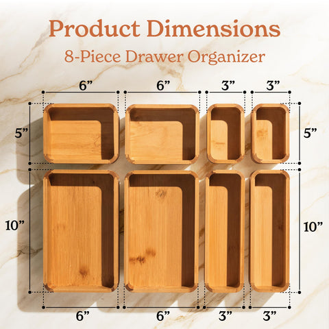 SMIRLY bamboo drawer organizer 3-piece set offers modular drawers customization for different spaces.