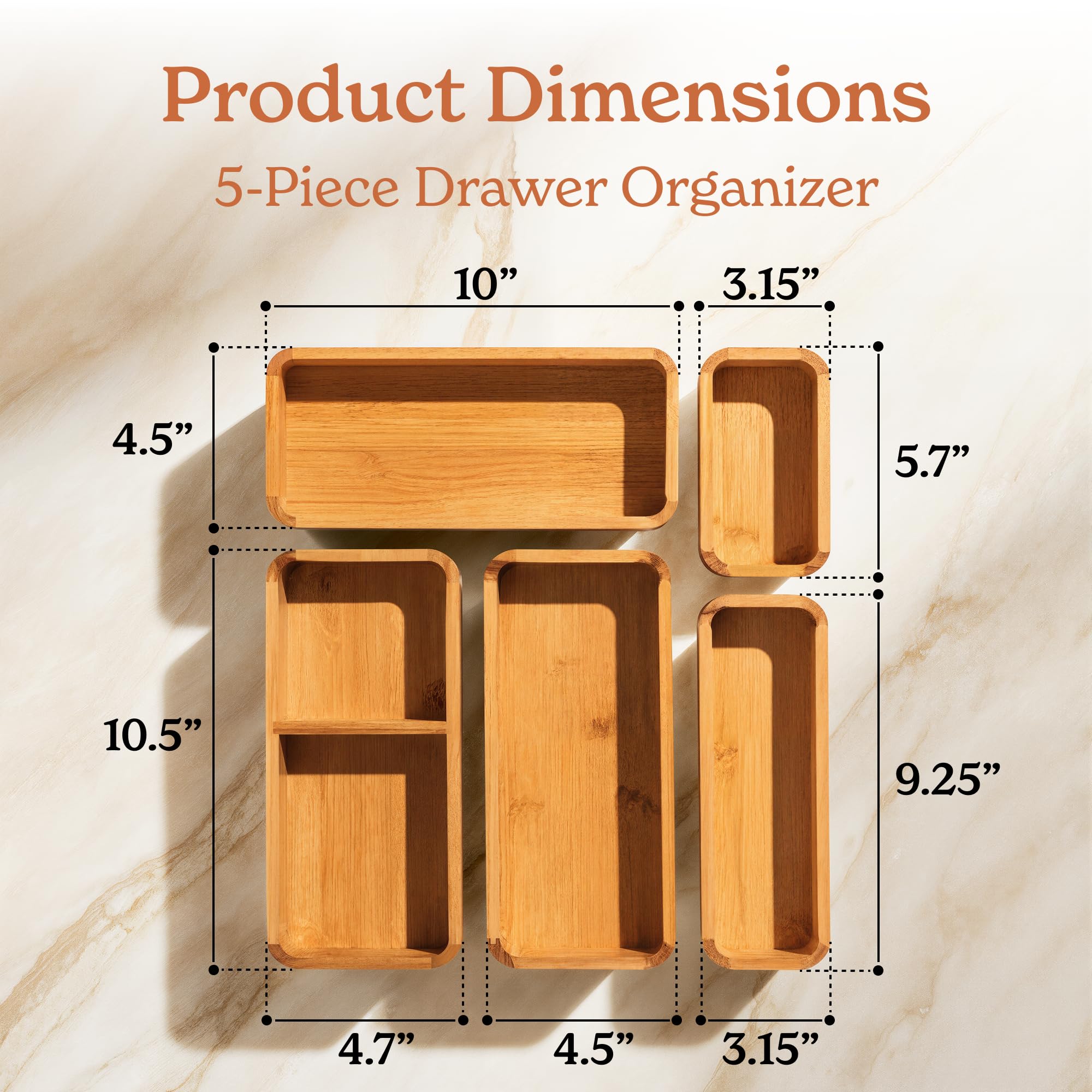 SMIRLY multi-use bamboo tray suitable for office supplies, jewelry, and cosmetics.