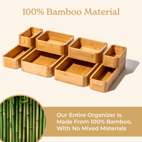 SMIRLY bamboo drawer organizer with smooth surface ensures easy cleaning and maintenance.
