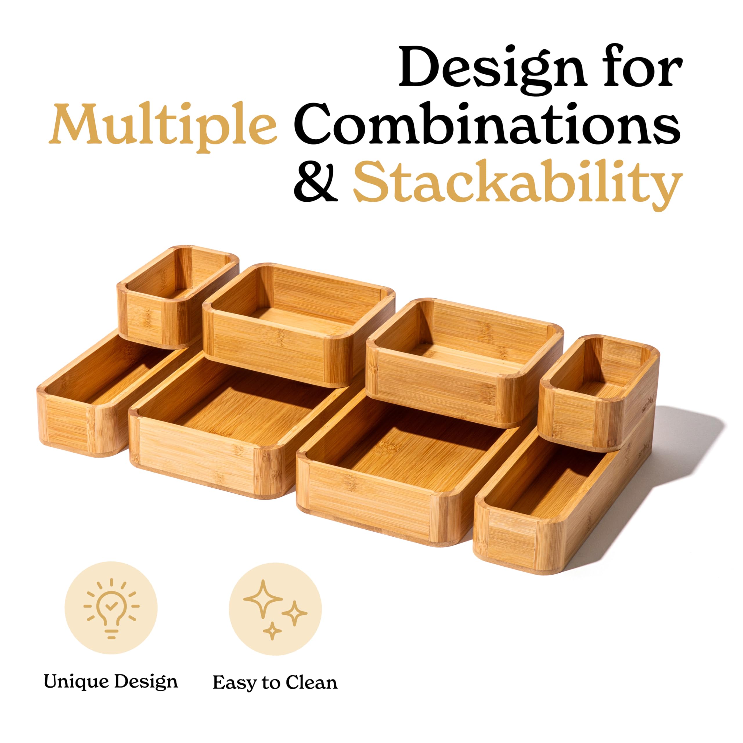 SMIRLY bamboo spice and cutlery tray provides neat, ready-to-use storage.