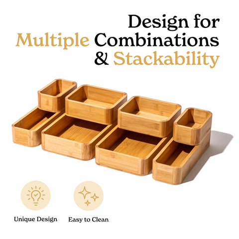 SMIRLY bamboo spice and cutlery tray provides neat, ready-to-use storage.