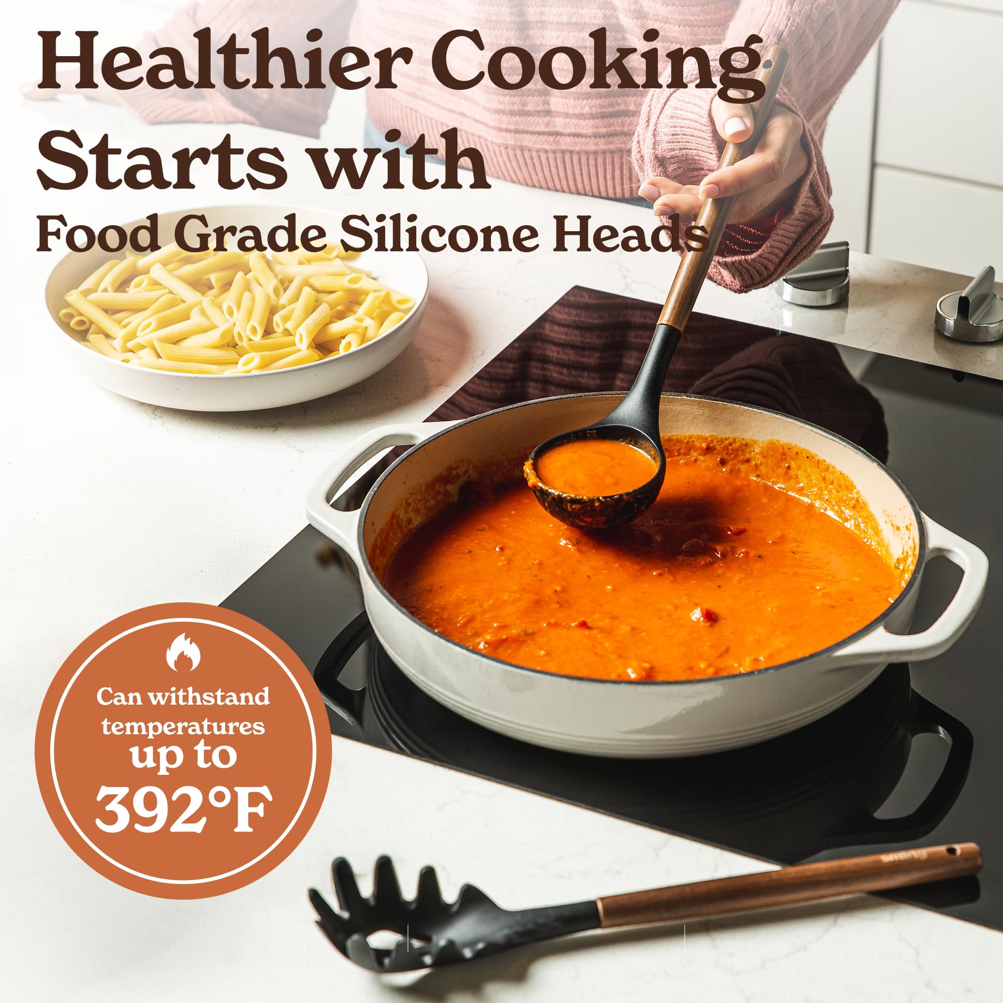 SMIRLY black silicone spatulas protect nonstick surfaces during cooking