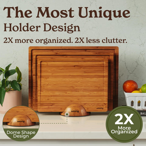 Smirly carbonized bamboo brown finish adds warm kitchen style and durability.