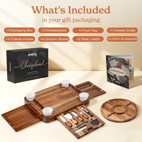SMIRLY charcuterie board with bowls and knives to elevate hosting