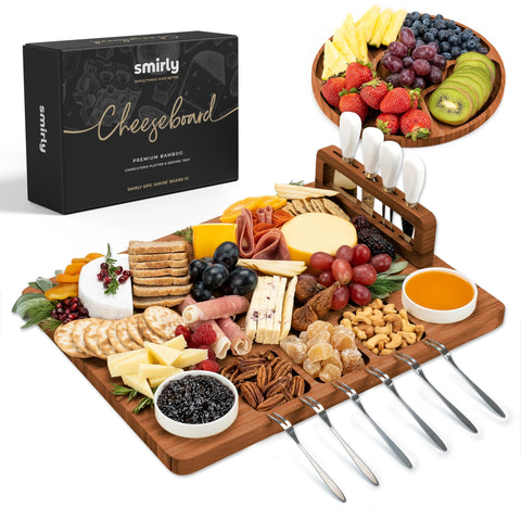 SMIRLY large charcuterie board with magnetic knife holder for entertaining