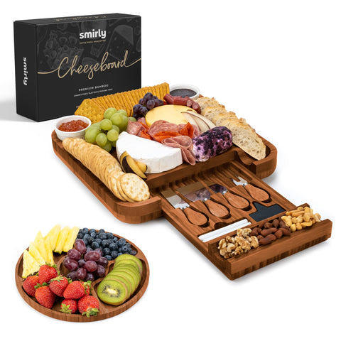 SMIRLY Charcuterie Board large setup—spacious surface for meats and cheeses, ideal for gatherings.