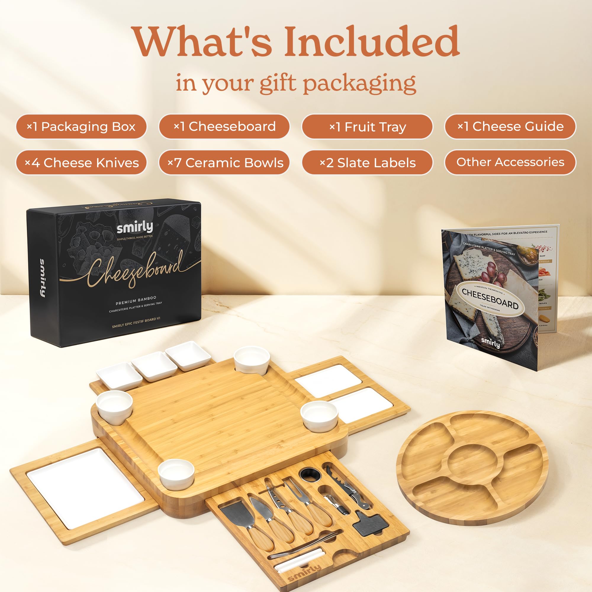 SMIRLY charcuterie board set with accessories for effortless gatherings.