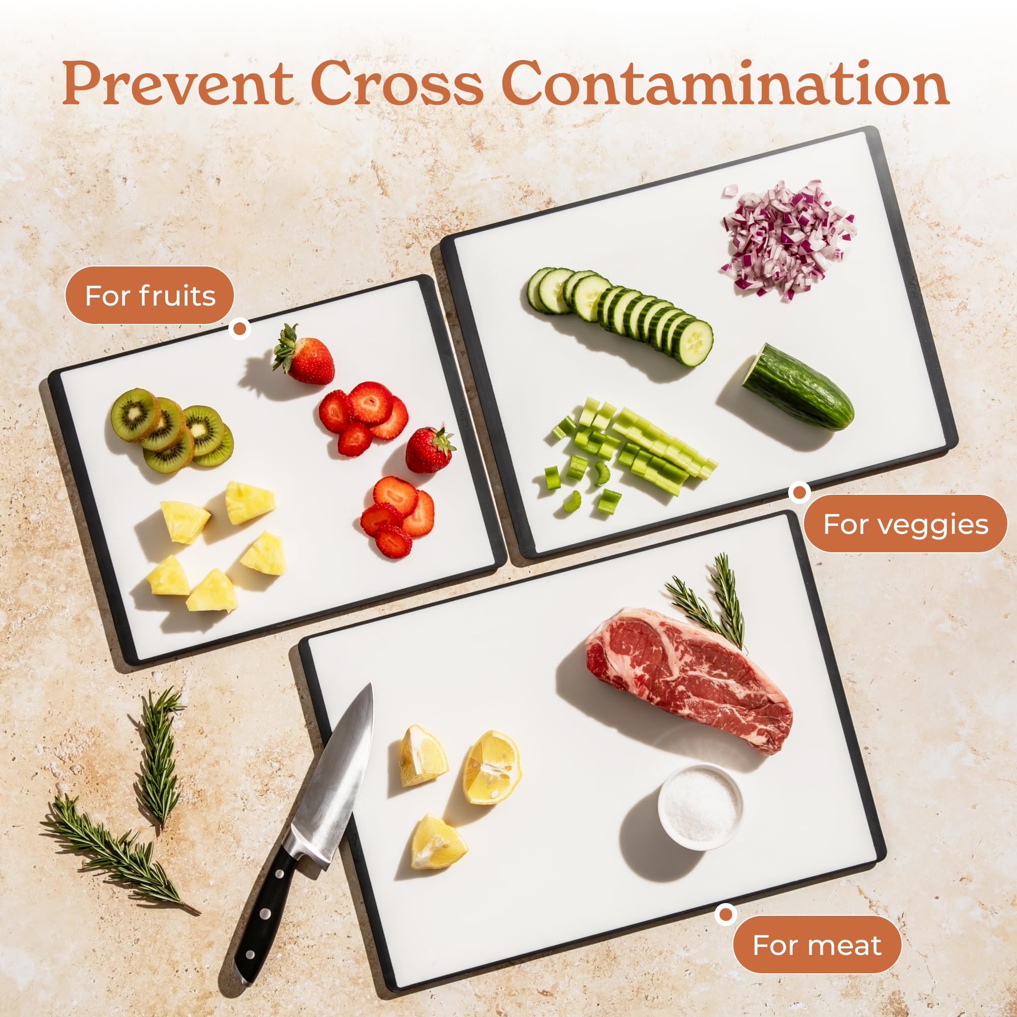 SMIRLY cutting board beveled edges ease lifting and handling.