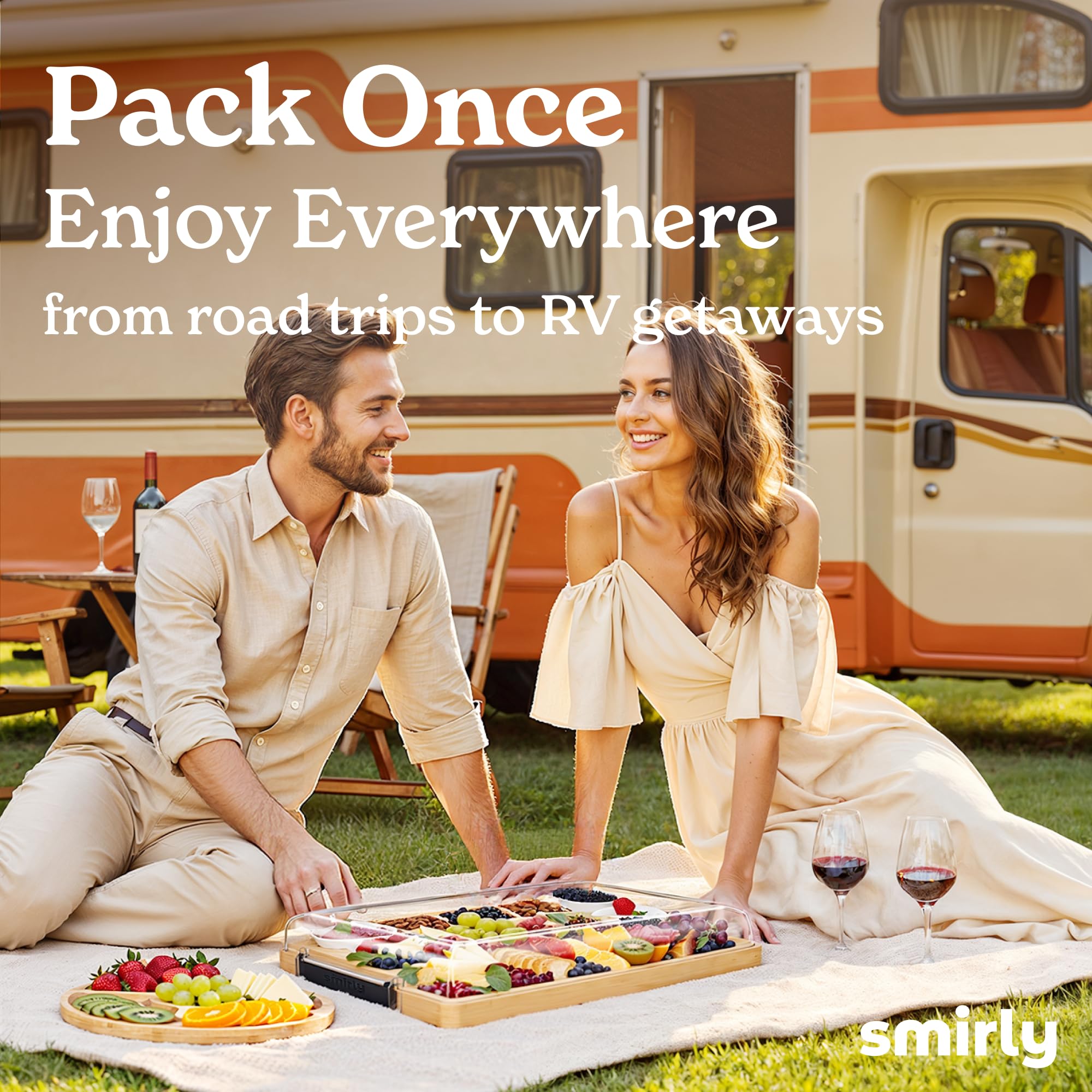 SMIRLY easy-care bamboo tray resists stains for lasting beauty.