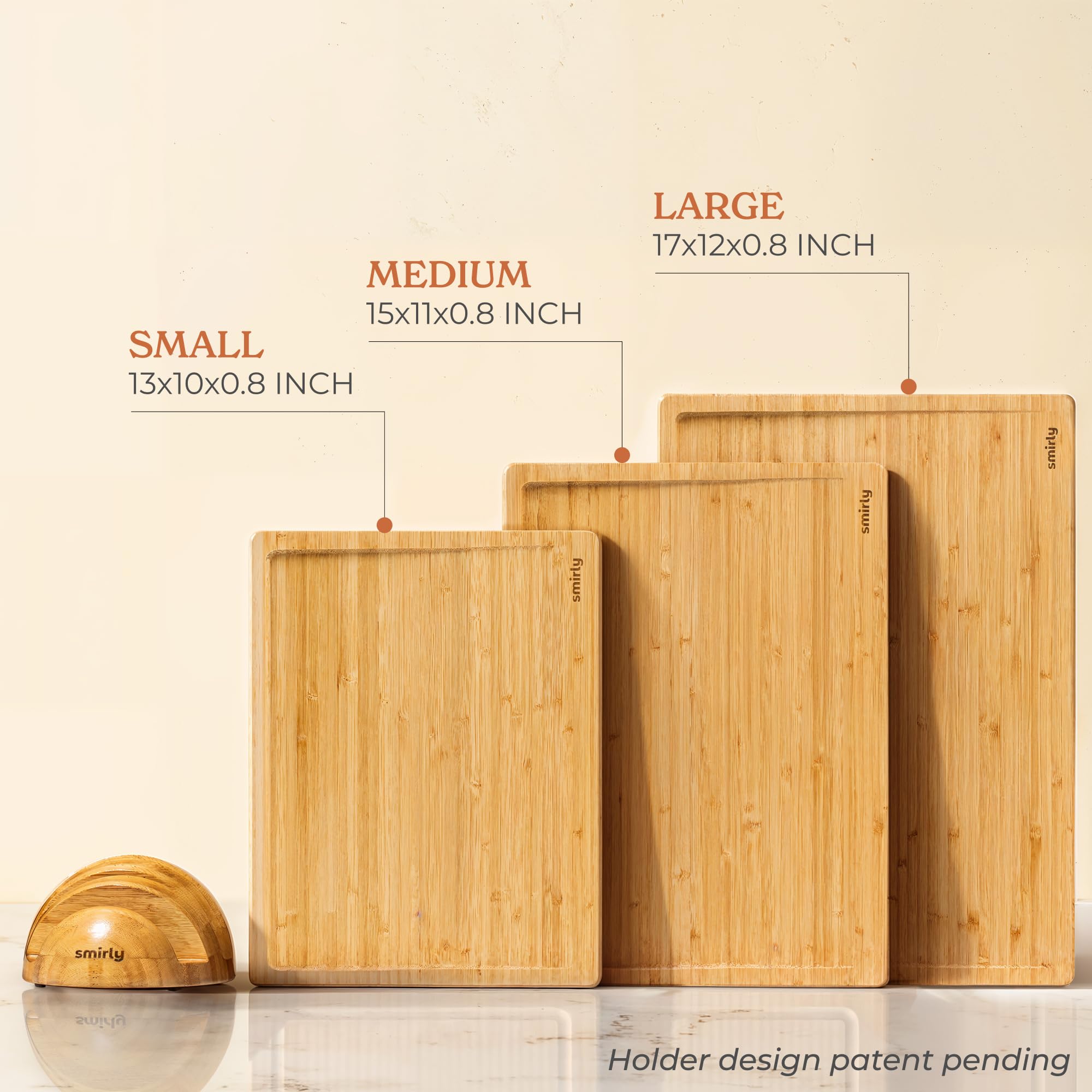 SMIRLY boards with ergonomic handles for comfortable grip during prep