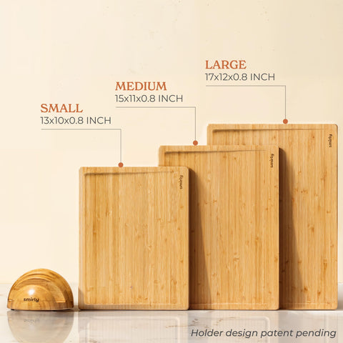 SMIRLY boards with ergonomic handles for comfortable grip during prep