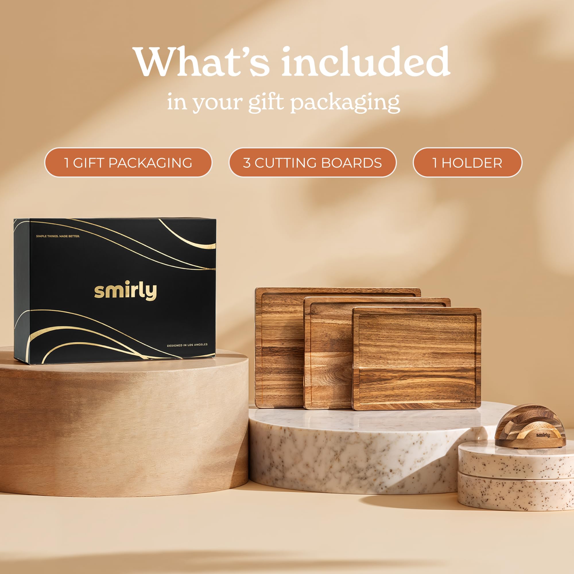 Sleek wooden boards enhance meal prep and serving experiences.