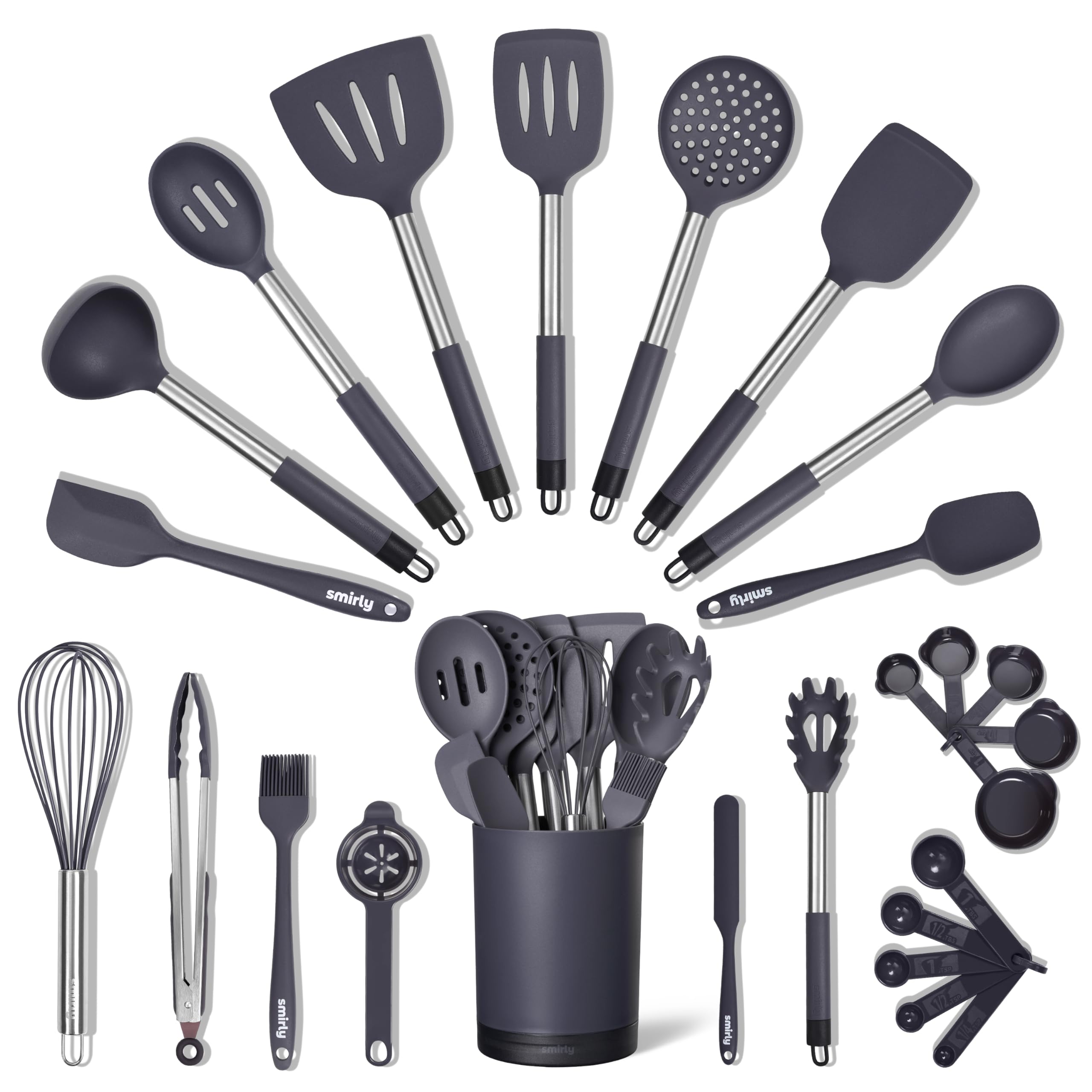 SMIRLY 26-piece kitchen utensils set for versatile everyday cooking on nonstick surfaces