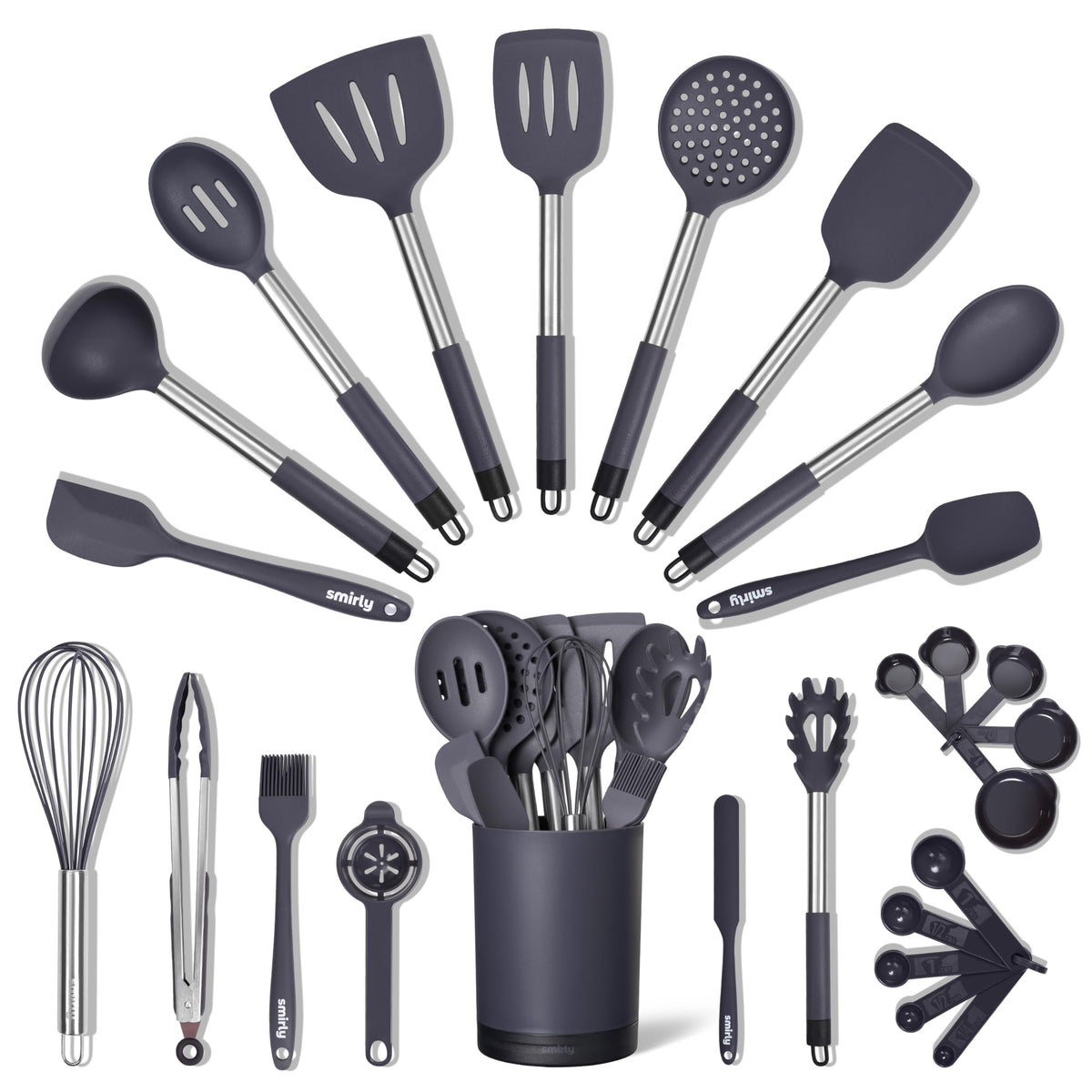 SMIRLY 26-piece kitchen utensils set for versatile everyday cooking on nonstick surfaces