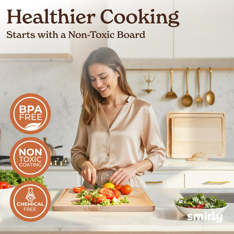 SMIRLY knife-friendly surface protects blades during prep and slicing.