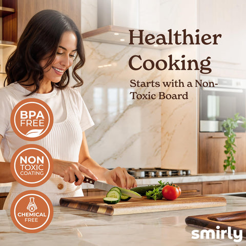 Smirly knife-friendly walnut board gentle on blades during prep