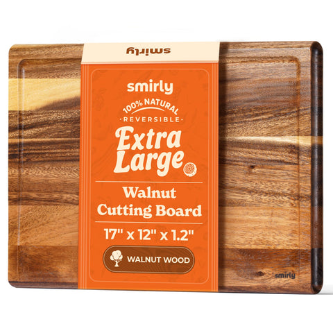 Smirly non-toxic cutting board walnut extra-large surface for meal prep