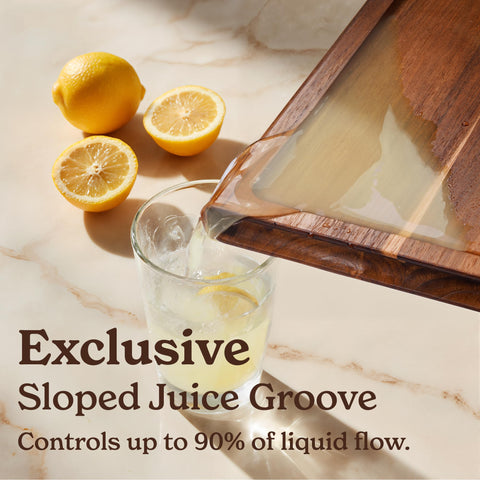 Smirly reversible cutting board; grooved side for juices or flat for serving
