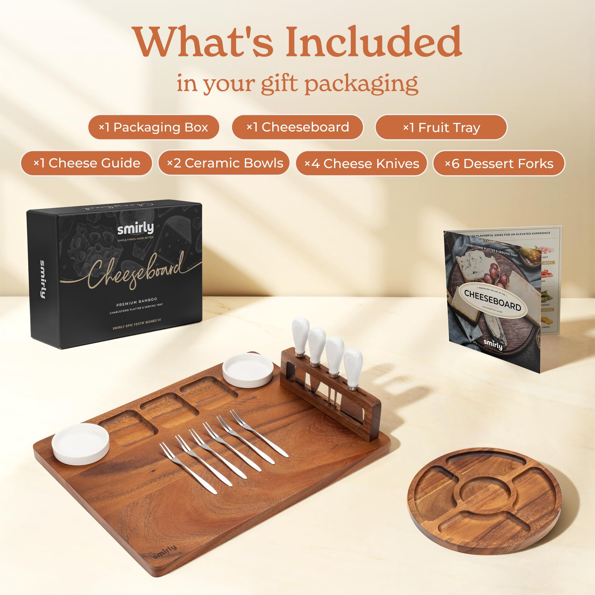 SMIRLY walnut cheese board closeup highlights rich grain and durable surface.