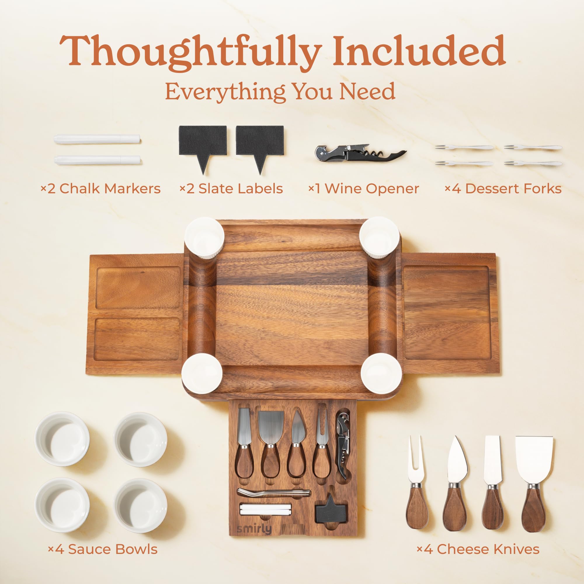 SMIRLY walnut fruit tray adds versatility to the serving station