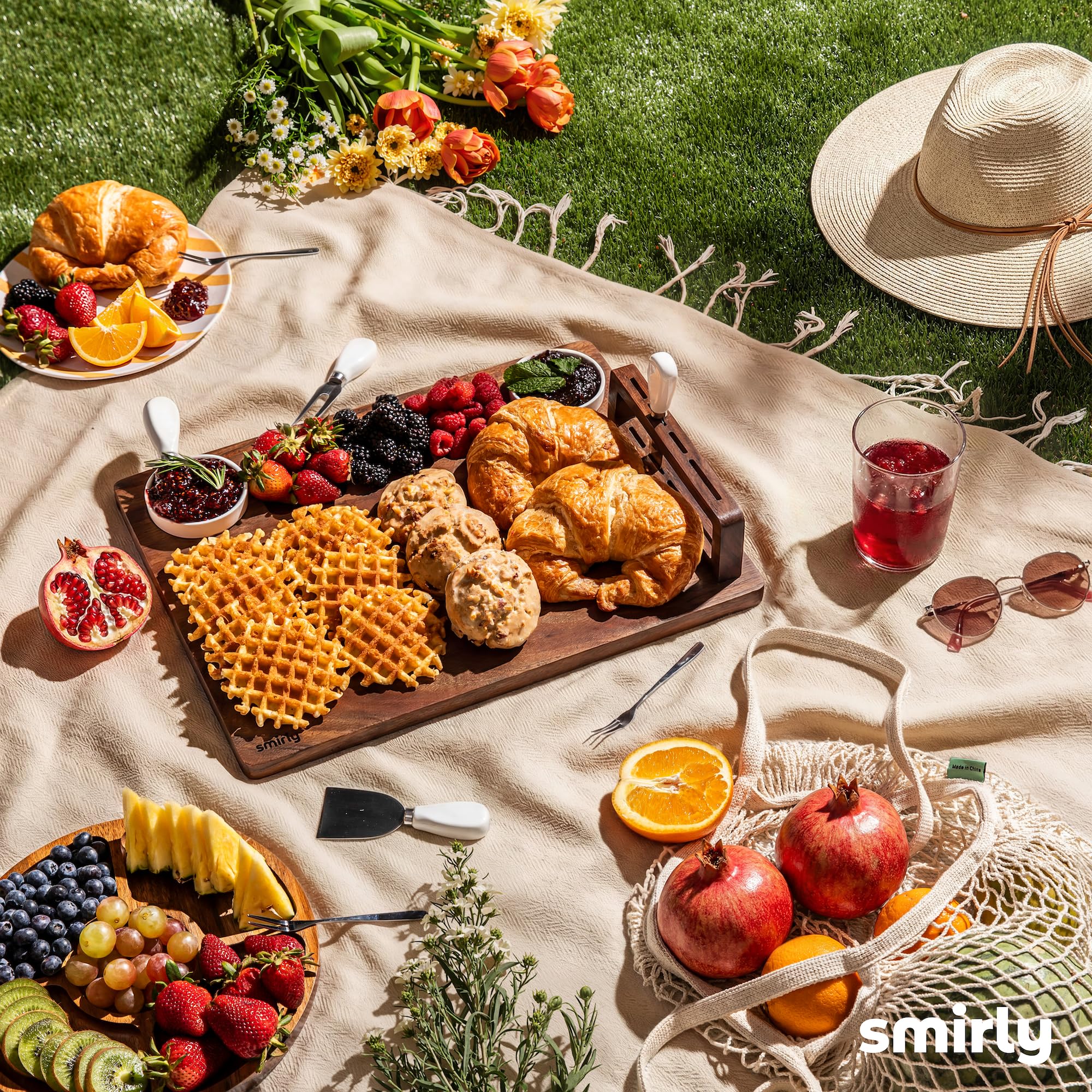 SMIRLY walnut wood surface detail conveys craftsmanship and timeless style.