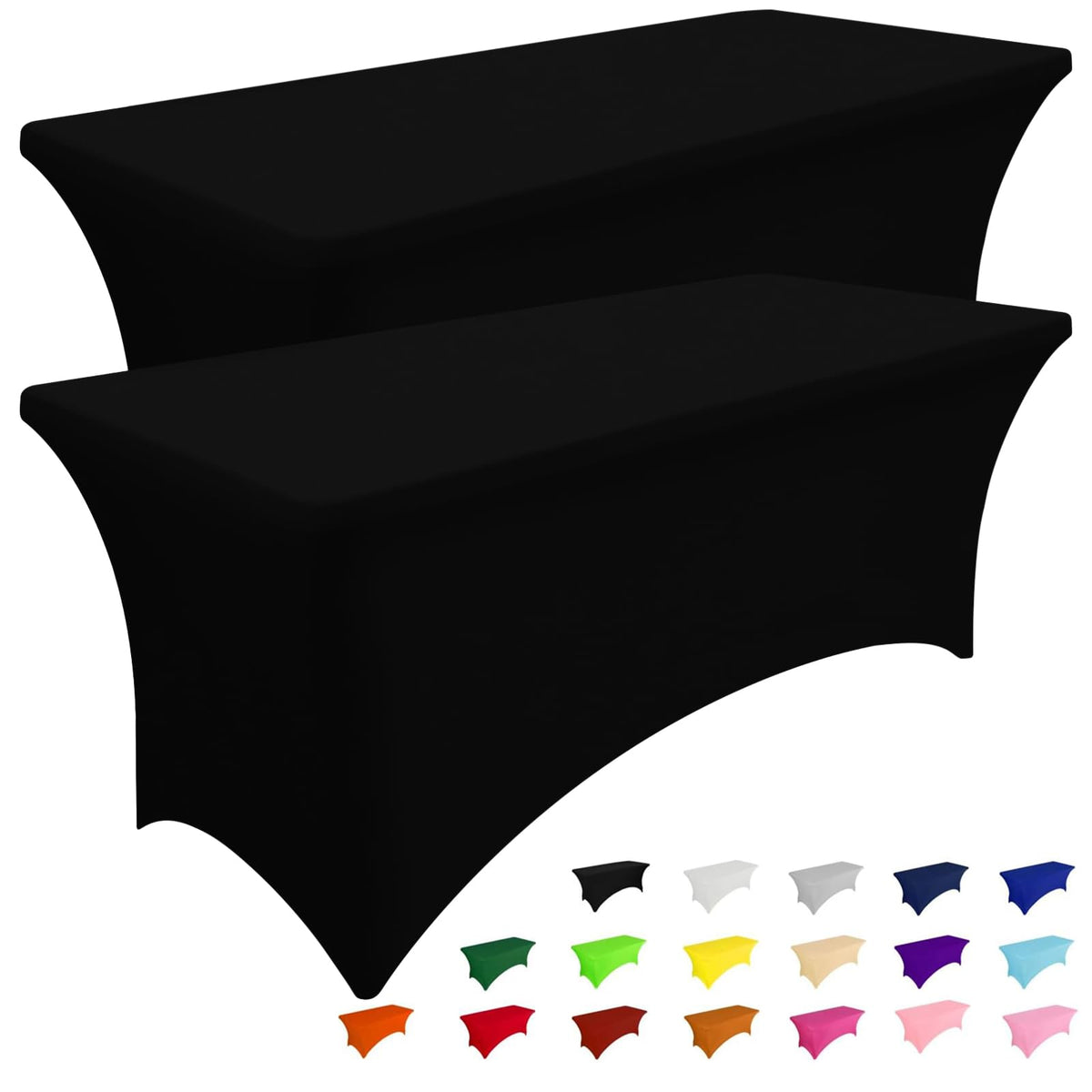 Smiry 2-pack spandex table cloth fits a 4ft black table with leg pockets.
