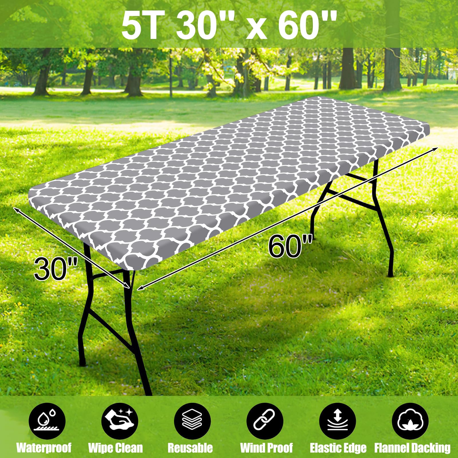 Smiry 4 to 6 person table setup protected from spills and heat.