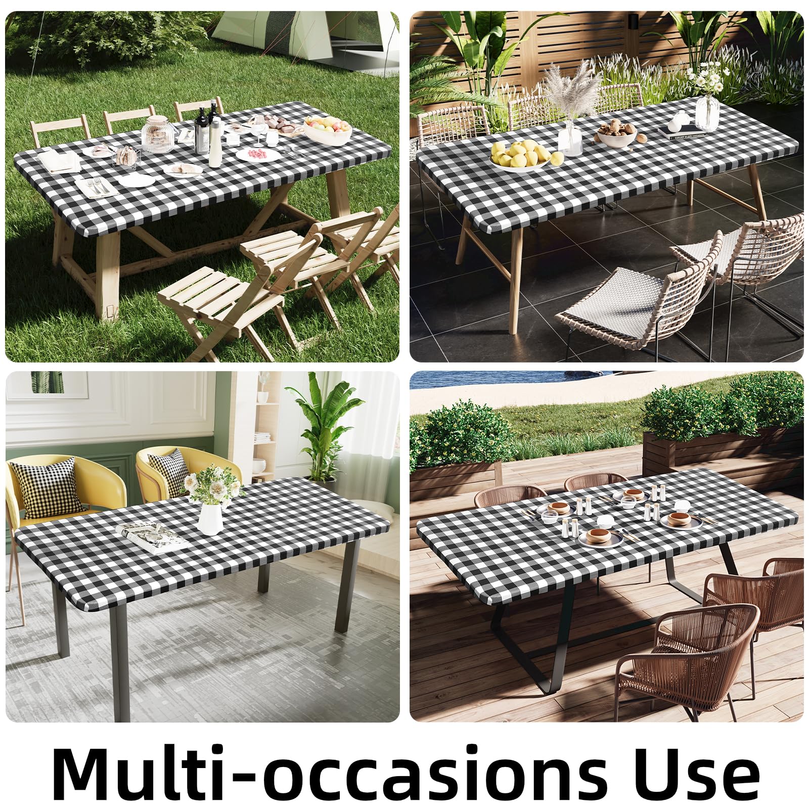 Smiry buffalo plaid design suits 6-8 seat tables.